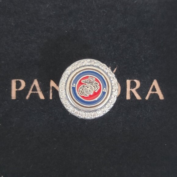 Pandora USMC Marine Corps Exclusive Bead Charm S925 Silver with box - Picture 1 of 8